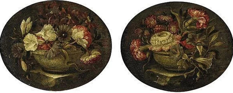 Nature morte con vasi di fiori olio su tavola